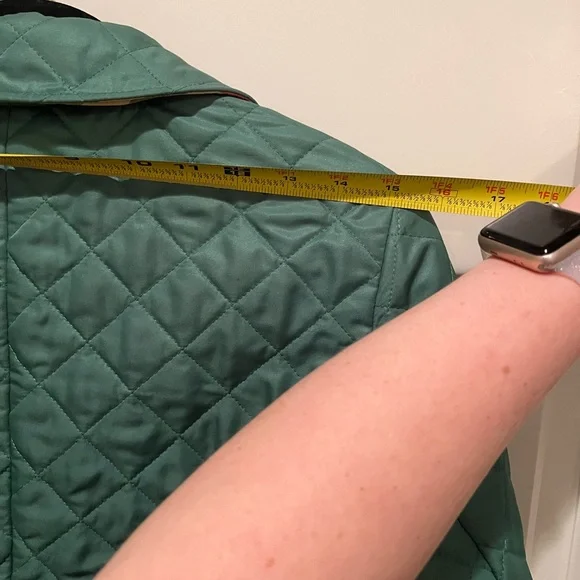 Green Burberry zip quilted jacket